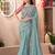 Sky blue shimmer silk crepe heavy embroidery and sequin work partywear saree