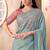 Sky blue shimmer silk crepe heavy embroidery and sequin work partywear saree