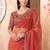 Rust orange sparkle tissue heavy embroidery and sequin work partywear saree