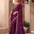 Wine satin chiffon heavy embroidery and sequin work partywear saree