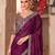 Wine satin chiffon heavy embroidery and sequin work partywear saree