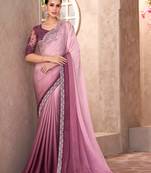 onion pink chiffon saree with heavy embroidery and sequins