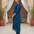 Women blue silk blend ethnic motifs stoning straight kurta trouser with dupatta