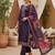 Women purple silk blend ethnic motifs stoning straight kurta trouser with dupatta