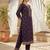 Women purple silk blend ethnic motifs stoning straight kurta trouser with dupatta