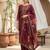 Women maroon silk blend ethnic motifs stoning straight kurta trouser with dupatta