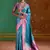sky blue satin handloom weaving silk with contrast border and pallu