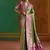 olive satin handloom weaving silk with contrast border and pallu