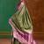 olive satin handloom weaving silk with contrast border and pallu