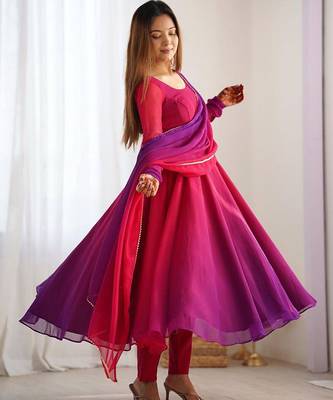 Multicolor georgette tiered gown 5