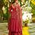 Ruby red tiered anarkali set