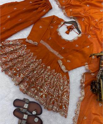 Burnt orange silk blend palazzo  suit 6