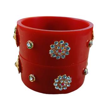 Stone stud colour red pack of 2 material acrylic bangle 1