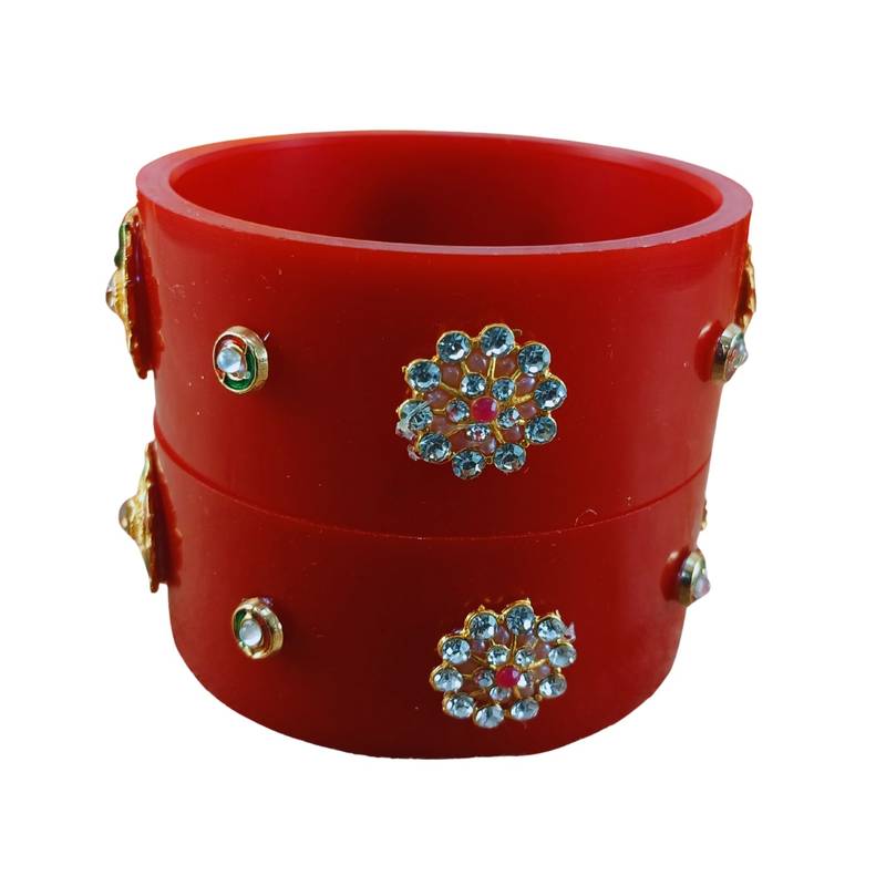 Stone stud colour red pack of 2 material acrylic bangle