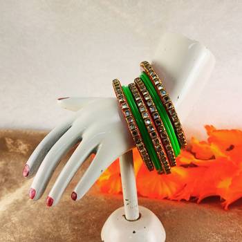 Kundan stud colour multi pack of 8 material acrylic bangle 3
