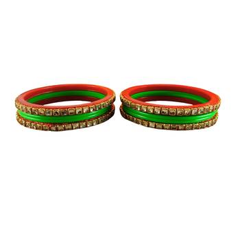 Kundan stud colour multi pack of 8 material acrylic bangle 4