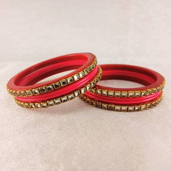 Kundan stud colour multi pack of 8 material acrylic bangle 2