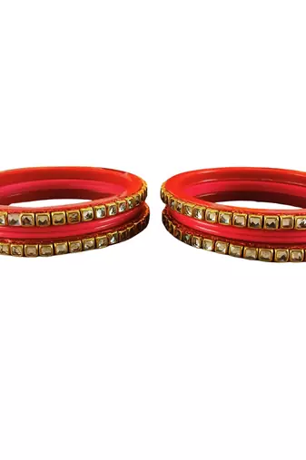 Kundan stud colour multi pack of 8 material acrylic bangle