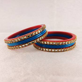 Kundan stud colour multi pack of 8 material acrylic bangle 2