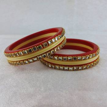Kundan stud colour multi pack of 8 material acrylic bangle 2