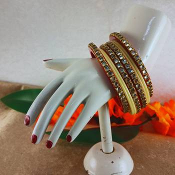 Kundan stud colour multi pack of 8 material acrylic bangle 3