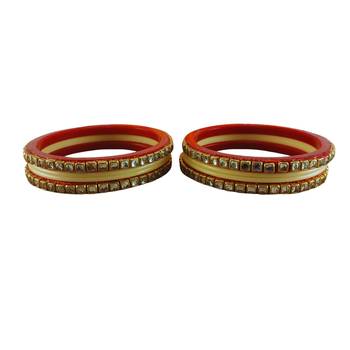 Kundan stud colour multi pack of 8 material acrylic bangle 4