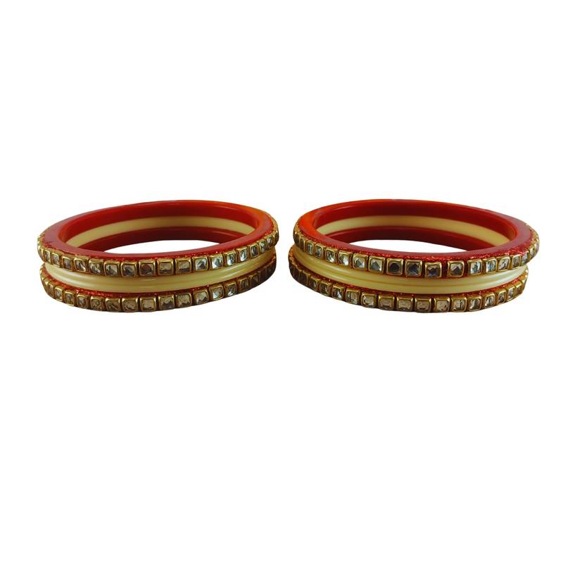 Kundan stud colour multi pack of 8 material acrylic bangle