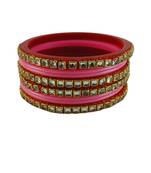 Kundan stud colour multi pack of 8 material acrylic bangle