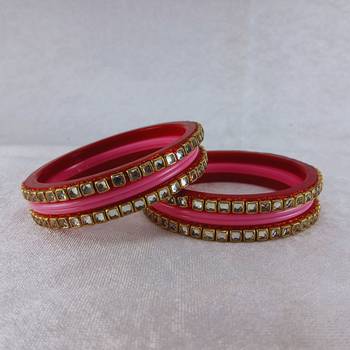 Kundan stud colour multi pack of 8 material acrylic bangle 2