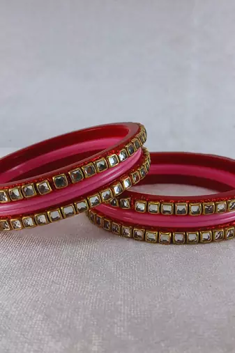 Kundan stud colour multi pack of 8 material acrylic bangle