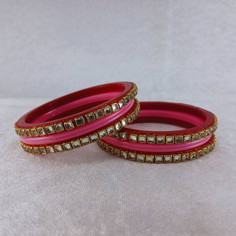 Kundan stud colour multi pack of 8 material acrylic bangle