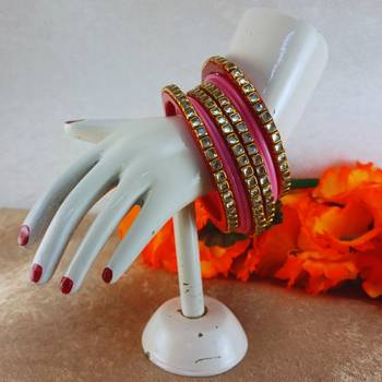 Kundan stud colour multi pack of 8 material acrylic bangle 3