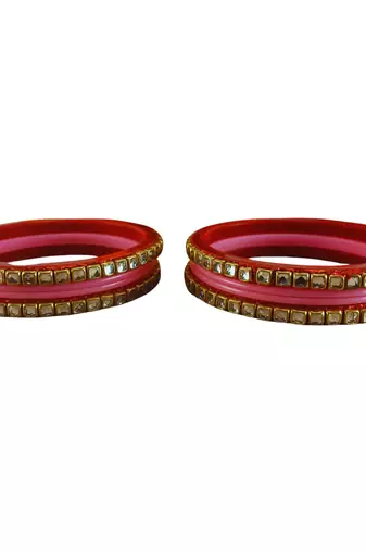 Kundan stud colour multi pack of 8 material acrylic bangle