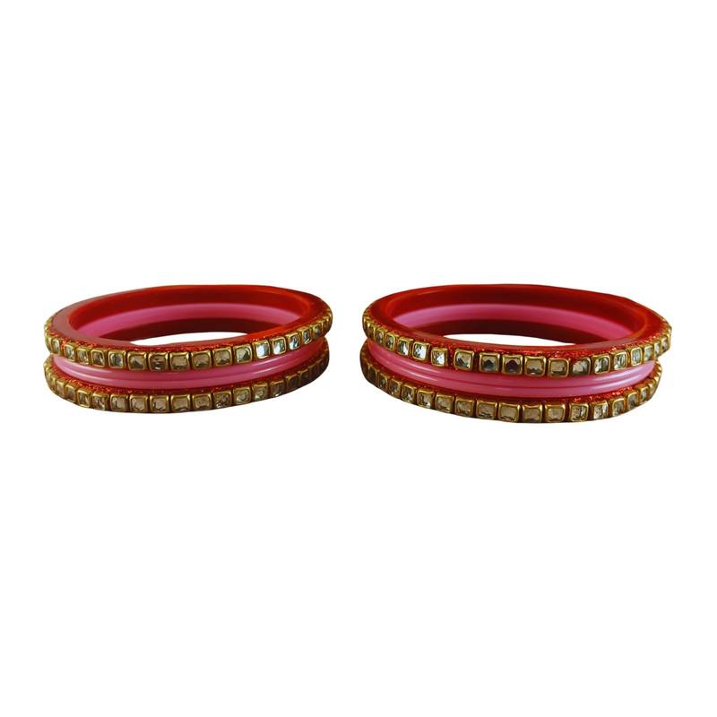 Kundan stud colour multi pack of 8 material acrylic bangle