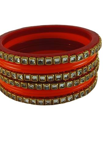 Kundan stud colour multi pack of 8 material acrylic bangle