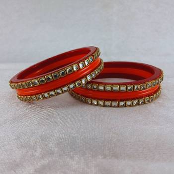 Kundan stud colour multi pack of 8 material acrylic bangle 2