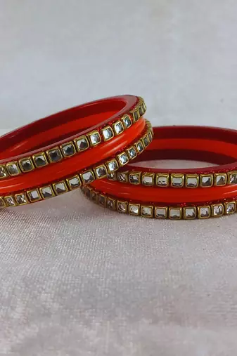 Kundan stud colour multi pack of 8 material acrylic bangle