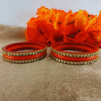 Kundan stud colour multi pack of 8 material acrylic bangle 4