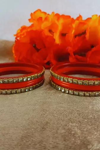 Kundan stud colour multi pack of 8 material acrylic bangle
