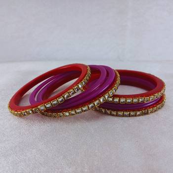 Kundan stud colour multi pack of 8 material acrylic bangle 2