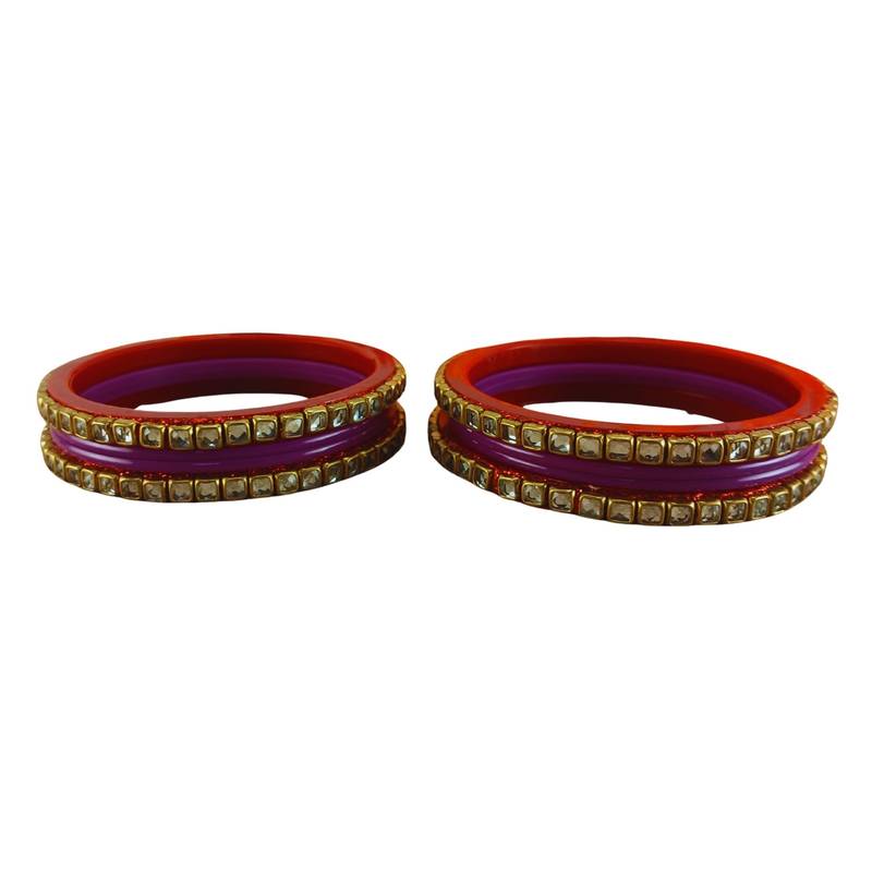Kundan stud colour multi pack of 8 material acrylic bangle