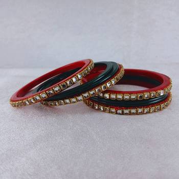 Kundan stud colour multi pack of 8 material acrylic bangle 2