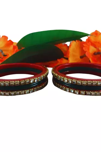 Kundan stud colour multi pack of 8 material acrylic bangle