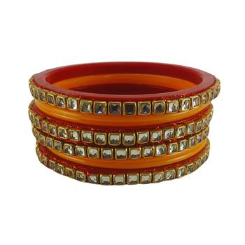 Kundan stud colour multi pack of 8 material acrylic bangle 1