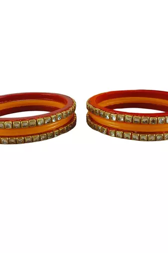 Kundan stud colour multi pack of 8 material acrylic bangle