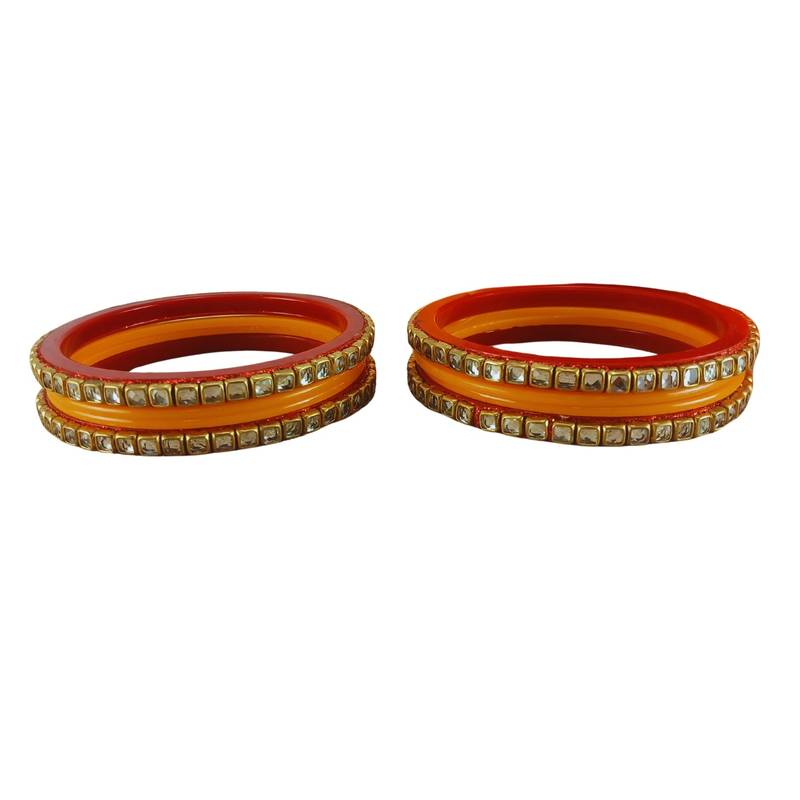 Kundan stud colour multi pack of 8 material acrylic bangle