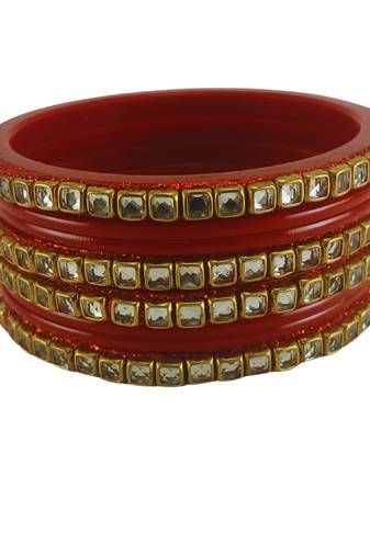 Kundan stud colour multi pack of 8 material acrylic bangle