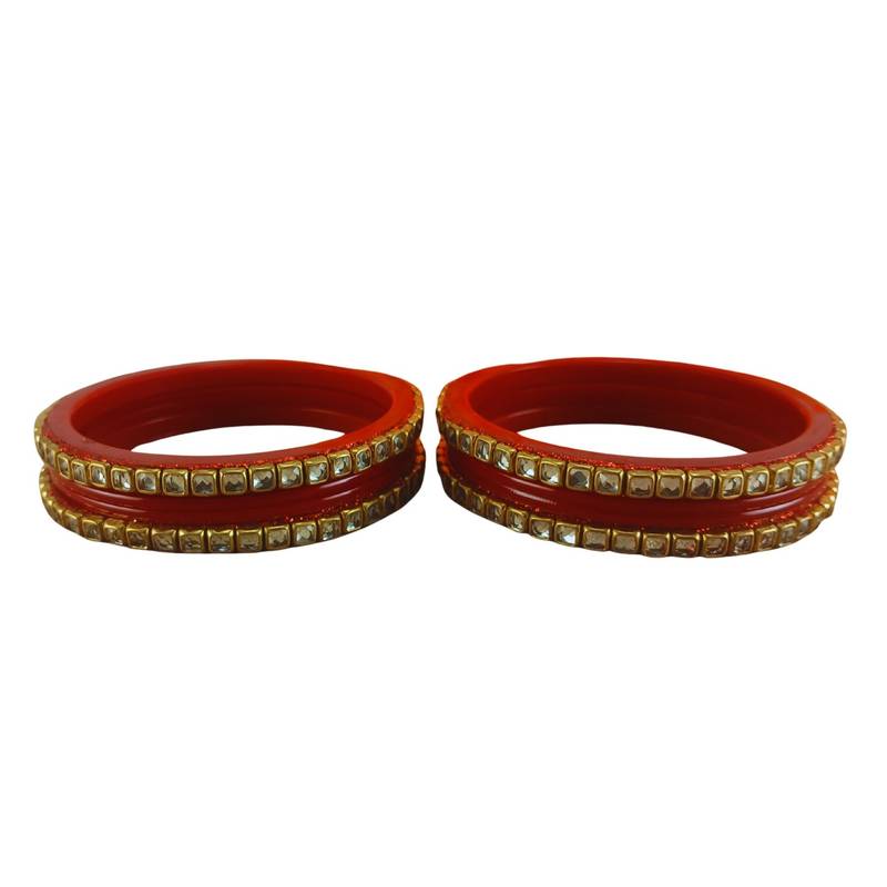 Kundan stud colour multi pack of 8 material acrylic bangle