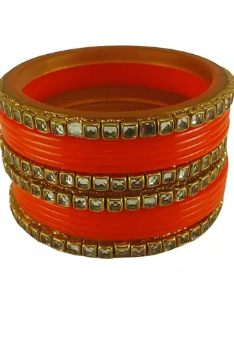 Kundan stud colour multi pack of 12 material acrylic bangle