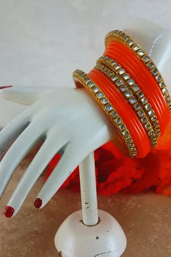 Kundan stud colour multi pack of 12 material acrylic bangle